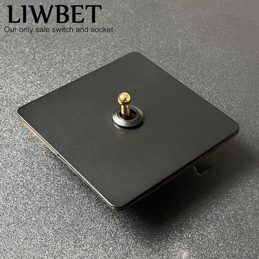 LIWBET Retro style 1 gang / 2 gang/ 3 gang / 4 gang 2 way light switch and stainless steel panel Gold toggle lamp switch and wall socket