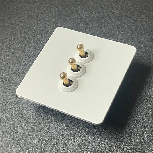 LIWBET Retro style 1 gang / 2 gang/ 3 gang / 4 gang 2 way light switch and white stainless steel panel toggle lamp switch and wall socket