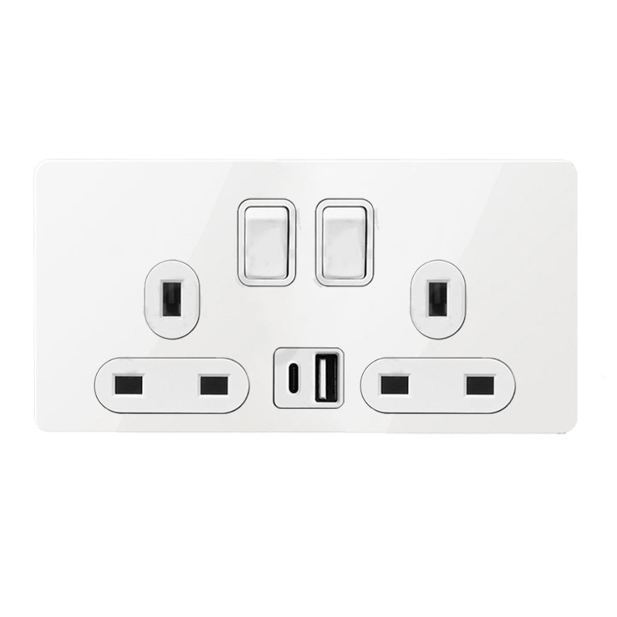 LIWBET Retro style 1 gang / 2 gang/ 3 gang / 4 gang  2 way light switch and white stainless steel panel toggle lamp switch and wall socket