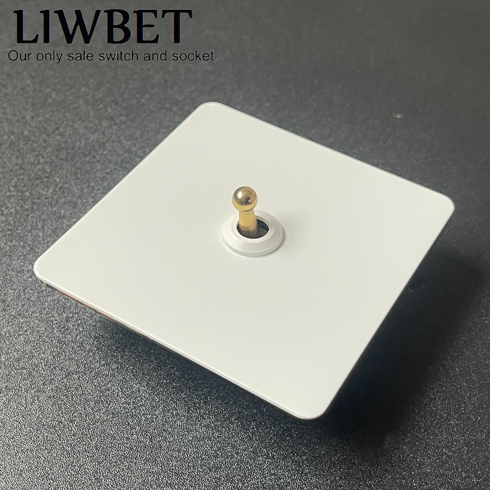 LIWBET Retro style 1 gang / 2 gang/ 3 gang / 4 gang  2 way light switch and white stainless steel panel toggle lamp switch and wall socket