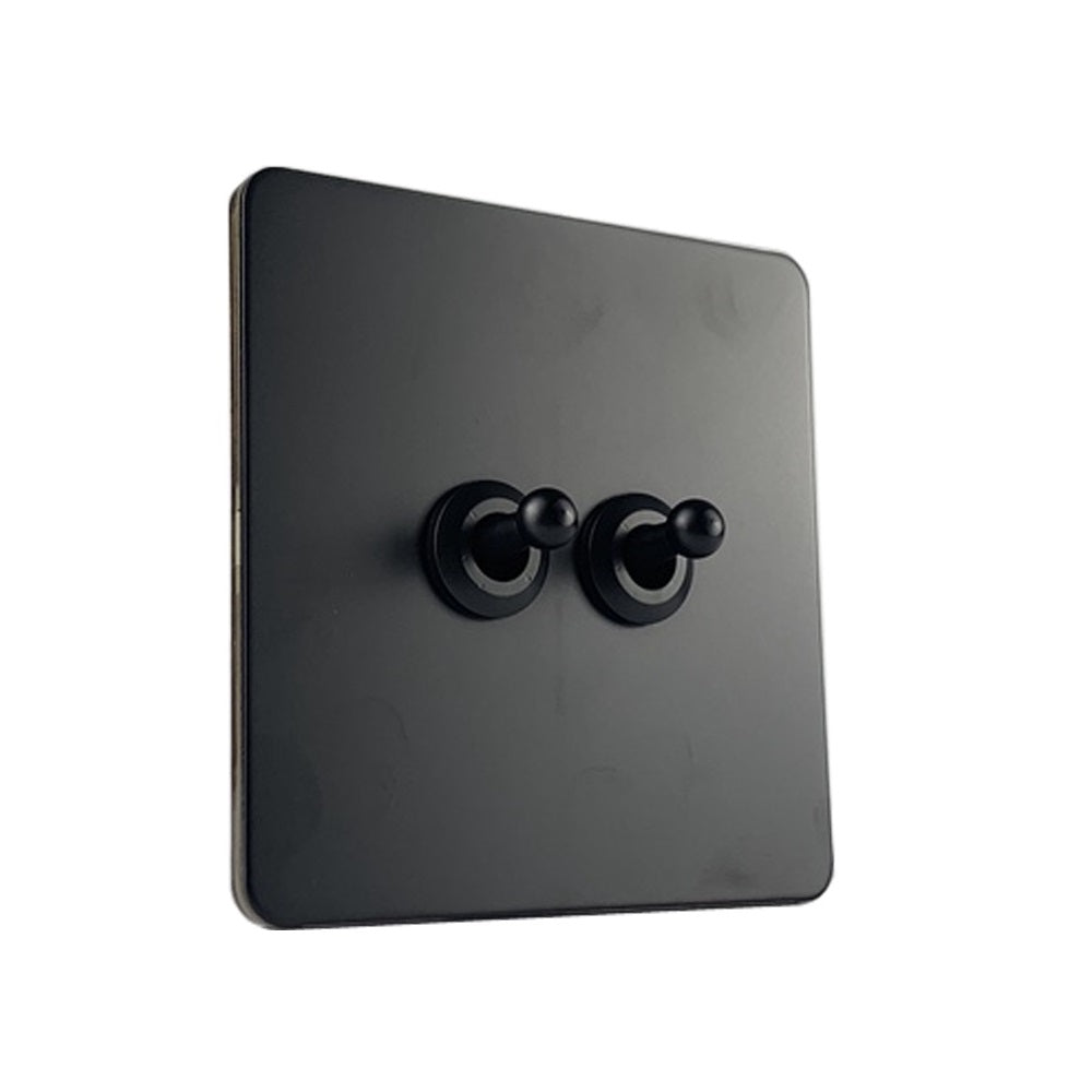 LIWBET Retro style 1 gang / 2 gang/ 3 gang / 4 gang  2 way light switch and stainless steel panel toggle lamp switch and wall socket