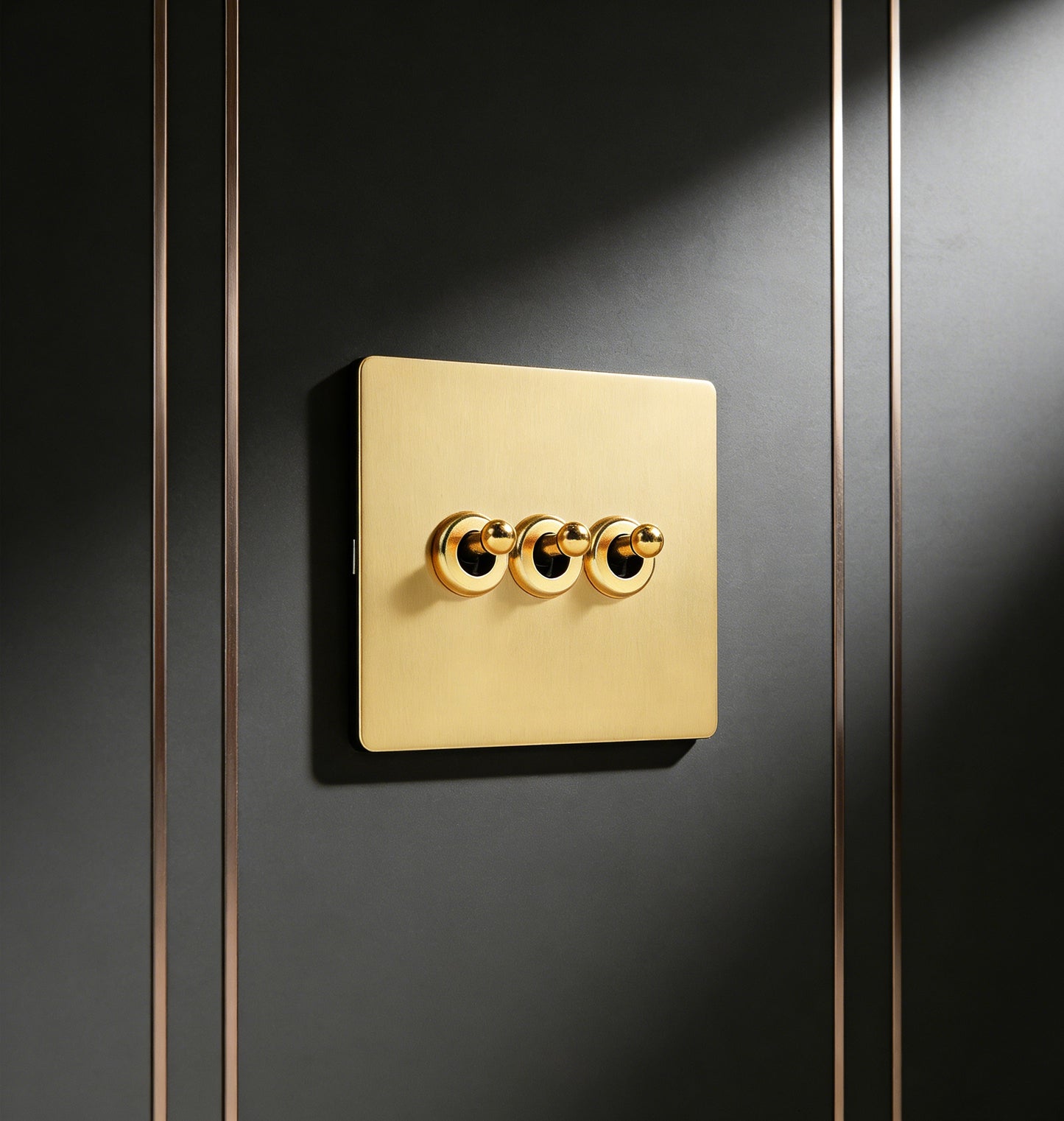 LIWBET Retro style Gold Color 1 gang / 2 gang/ 3 gang / 4 gang  2 way light switch and stainless steel panel toggle lamp switch and wall socket