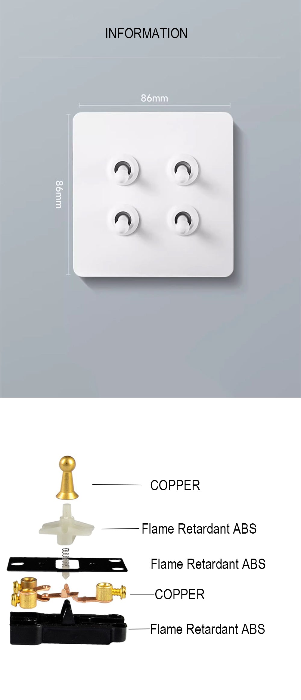 LIWBET Retro style 1 gang / 2 gang/ 3 gang / 4 gang  2 way light switch and white stainless steel panel toggle lamp switch and wall socket