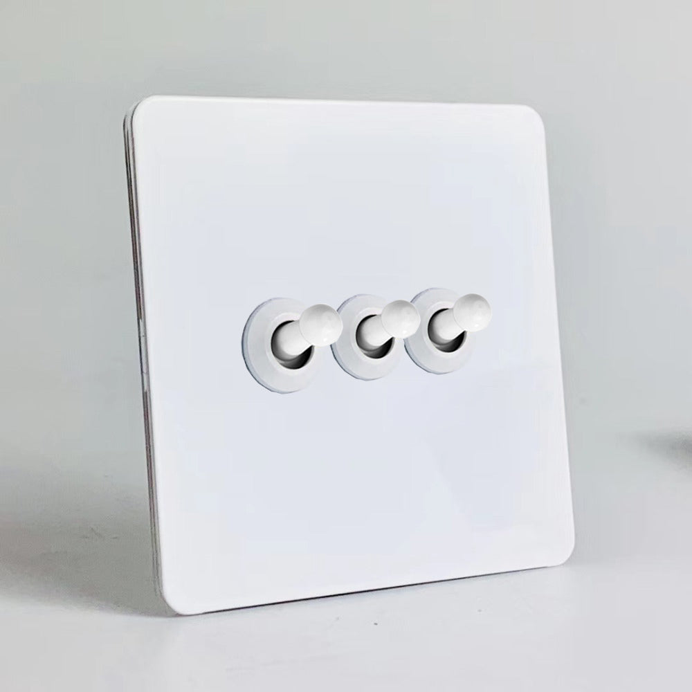 LIWBET Retro style white Color 1 gang / 2 gang/ 3 gang / 4 gang  2 way light switch and stainless steel panel toggle lamp switch and wall socket