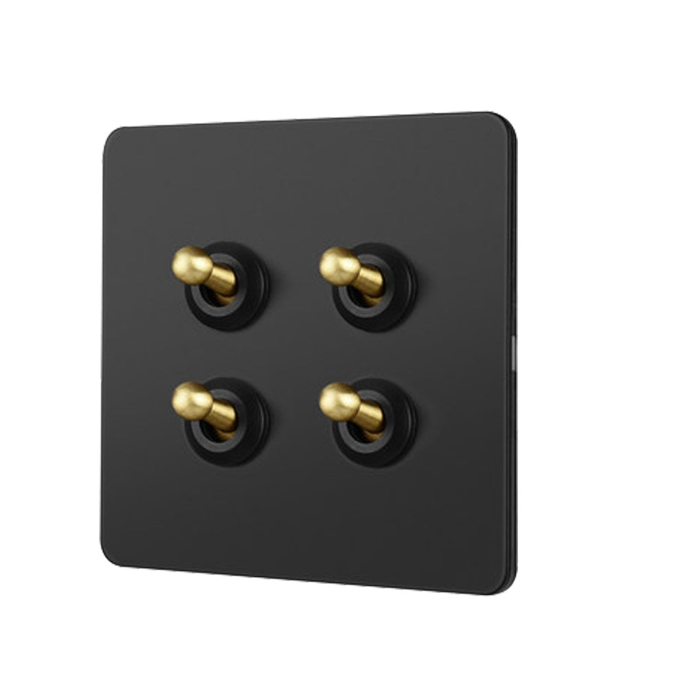LIWBET Retro style 1 gang / 2 gang/ 3 gang / 4 gang  2 way light switch and stainless steel panel Gold toggle lamp switch and wall socket