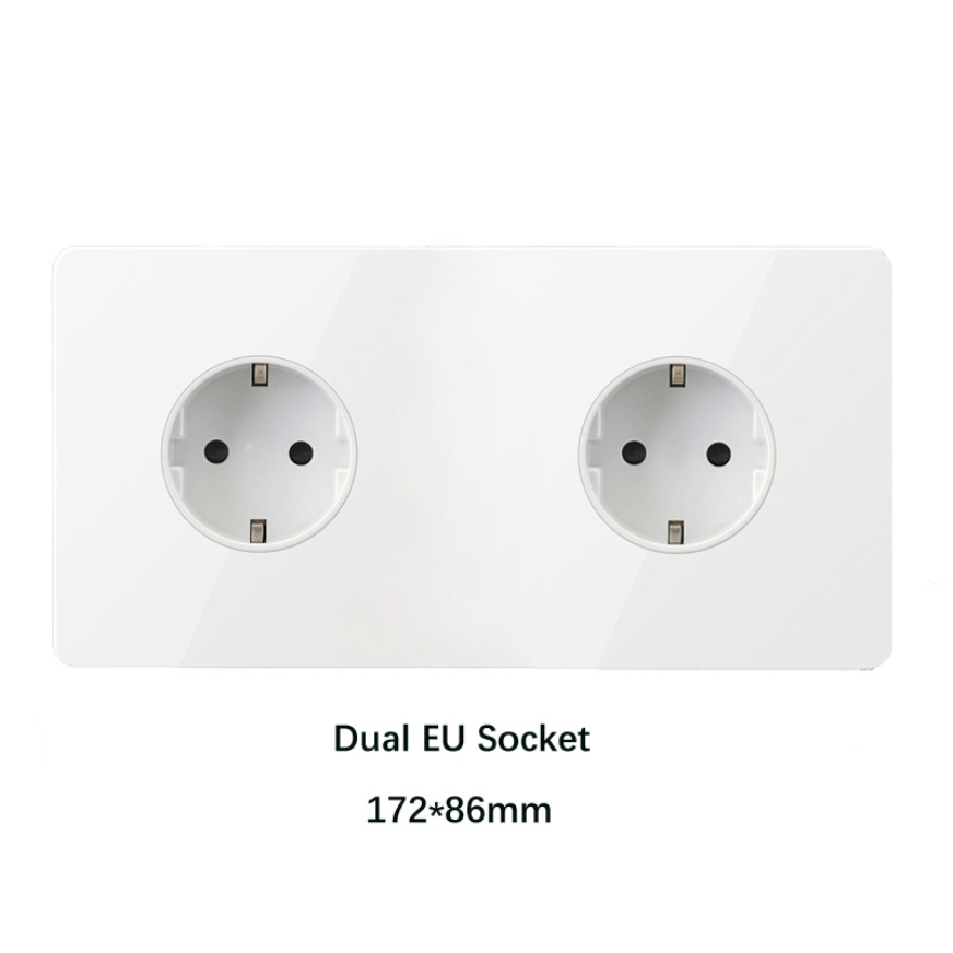 LIWBET Retro style 1 gang / 2 gang/ 3 gang / 4 gang  2 way light switch and white stainless steel panel toggle lamp switch and wall socket