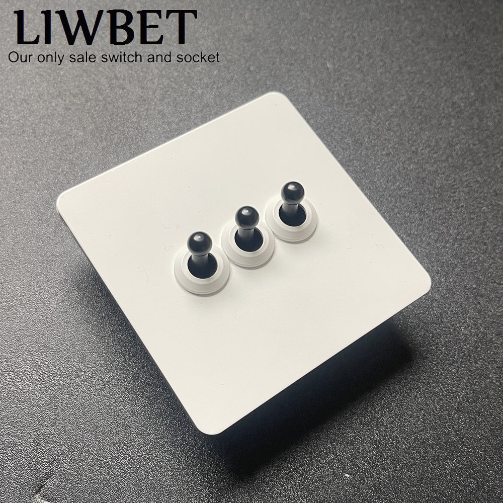 LIWBET White Color Lamp Switch and Retro style 1 Gang / 2 Gang / 3 Gang / 4 Gang light switch with Socket