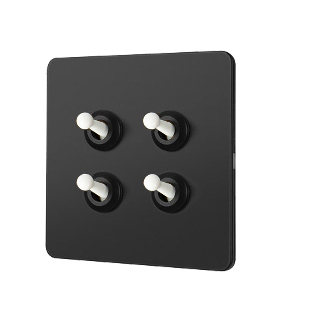 LIWBET Retro style 1 gang / 2 gang/ 3 gang / 4 gang  2 way light switch and stainless steel panel white toggle lamp switch and wall socket