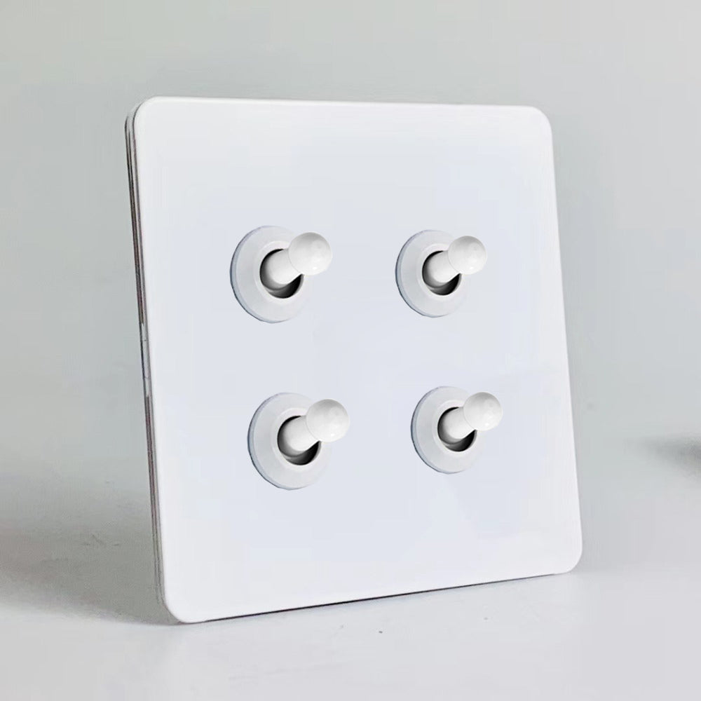 LIWBET Retro style white Color 1 gang / 2 gang/ 3 gang / 4 gang  2 way light switch and stainless steel panel toggle lamp switch and wall socket