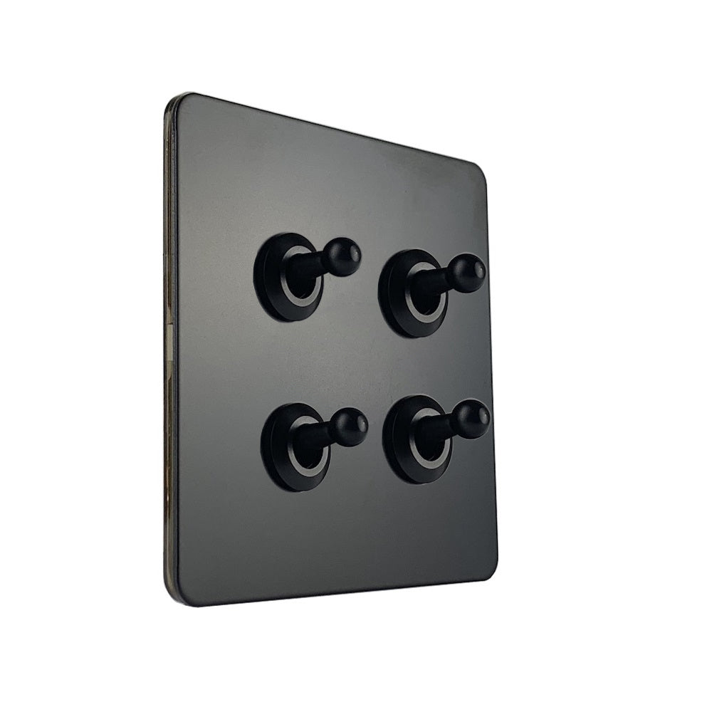 LIWBET Retro style 1 gang / 2 gang/ 3 gang / 4 gang  2 way light switch and stainless steel panel toggle lamp switch and wall socket