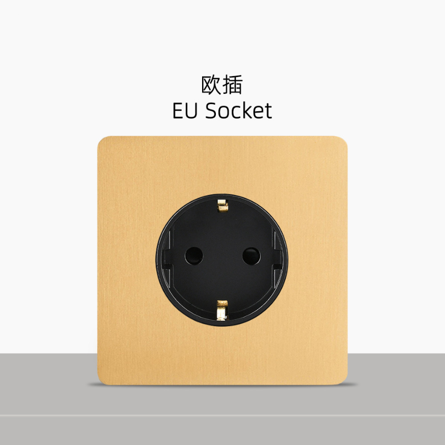 LIWBET Retro style Gold Color 1 gang / 2 gang/ 3 gang / 4 gang  2 way light switch and stainless steel panel toggle lamp switch and wall socket