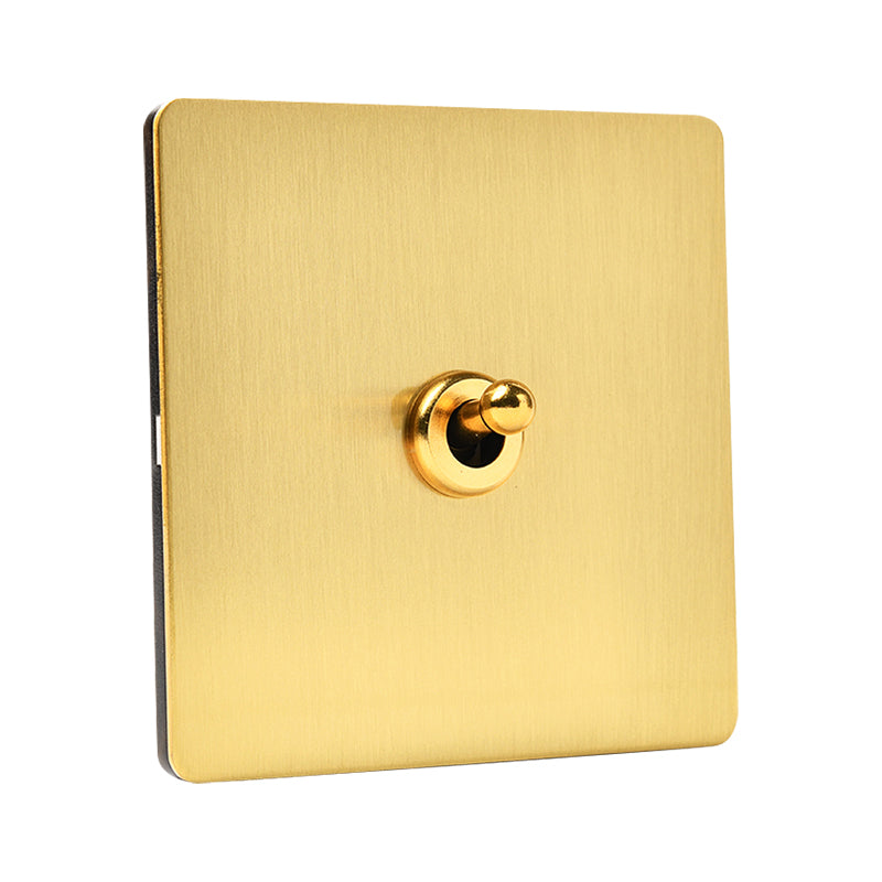 LIWBET Retro style Gold Color 1 gang / 2 gang/ 3 gang / 4 gang  2 way light switch and stainless steel panel toggle lamp switch and wall socket