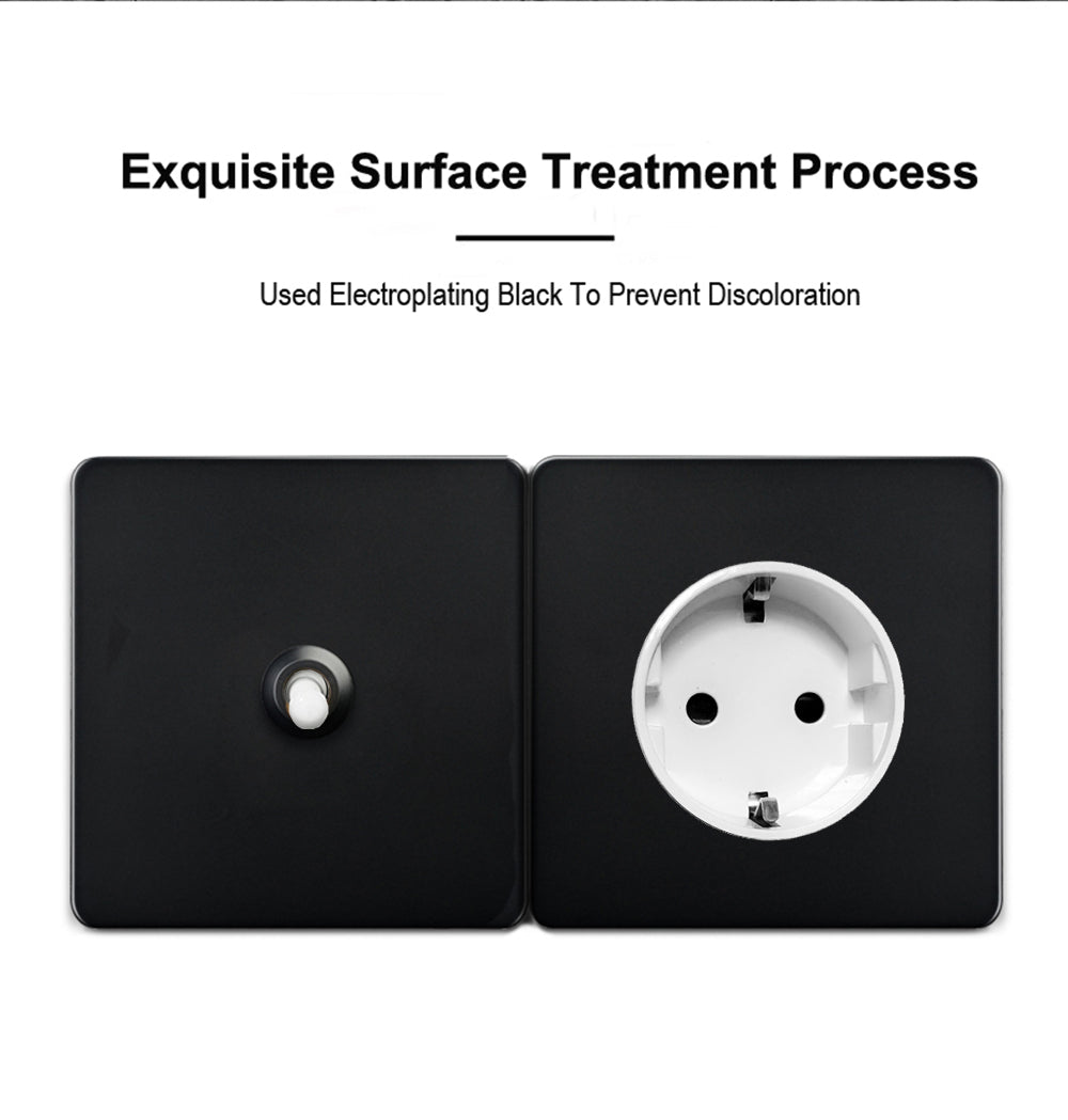 LIWBET Retro style 1 gang / 2 gang/ 3 gang / 4 gang  2 way light switch and stainless steel panel white toggle lamp switch and wall socket