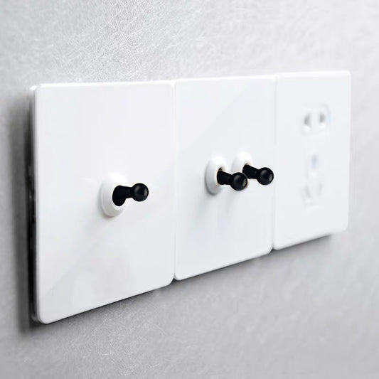 LIWBET White Color Lamp Switch and Retro style 1 Gang / 2 Gang / 3 Gang / 4 Gang light switch with Socket
