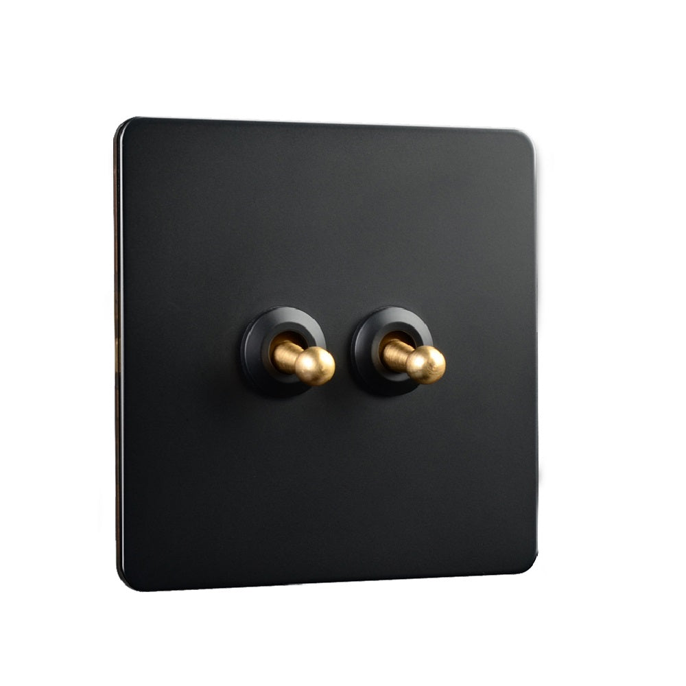 LIWBET Retro style 1 gang / 2 gang/ 3 gang / 4 gang  2 way light switch and stainless steel panel Gold toggle lamp switch and wall socket