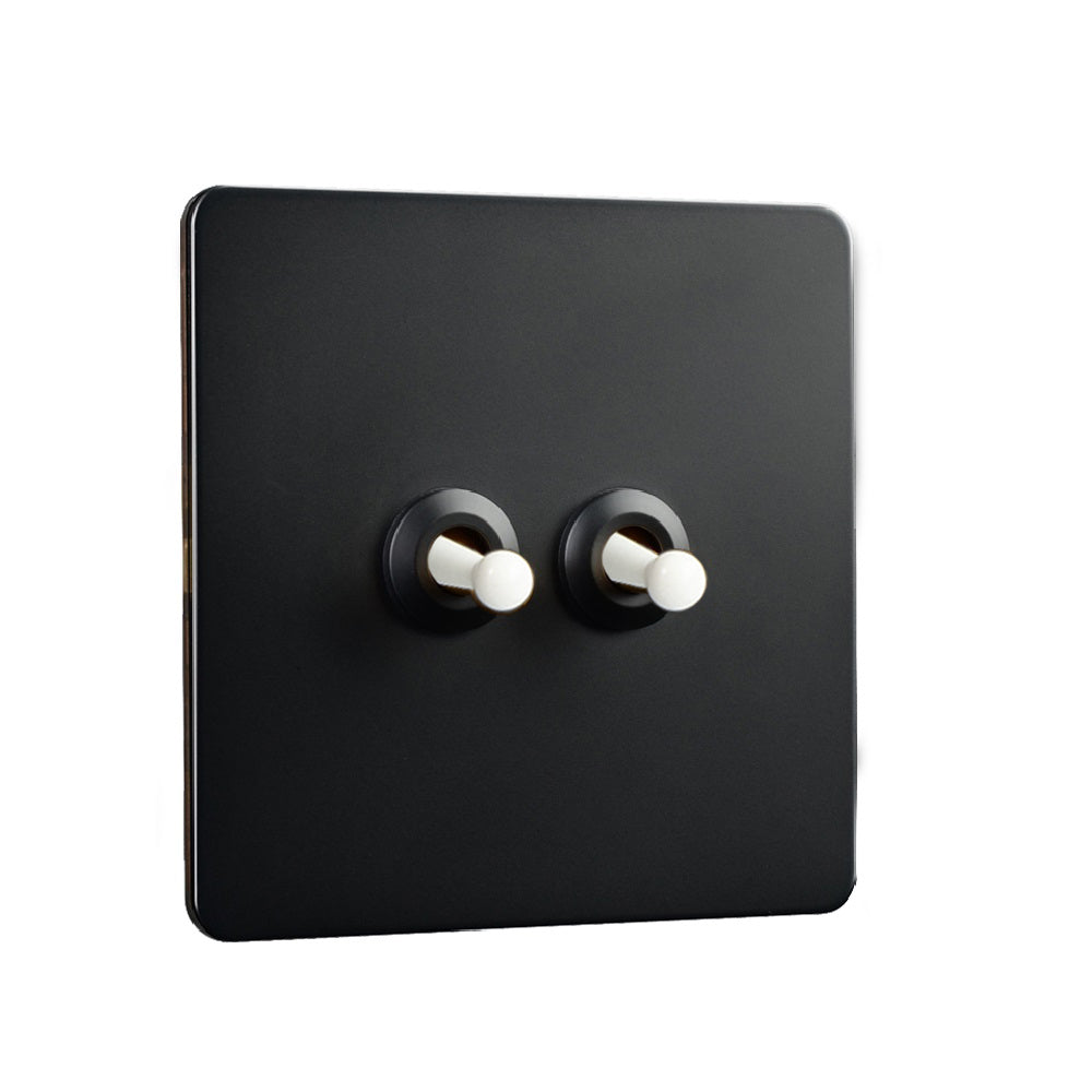 LIWBET Retro style 1 gang / 2 gang/ 3 gang / 4 gang  2 way light switch and stainless steel panel white toggle lamp switch and wall socket