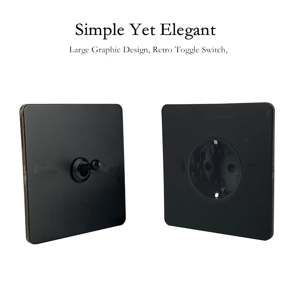LIWBET Retro style 1 gang / 2 gang/ 3 gang / 4 gang  2 way light switch and stainless steel panel toggle lamp switch and wall socket