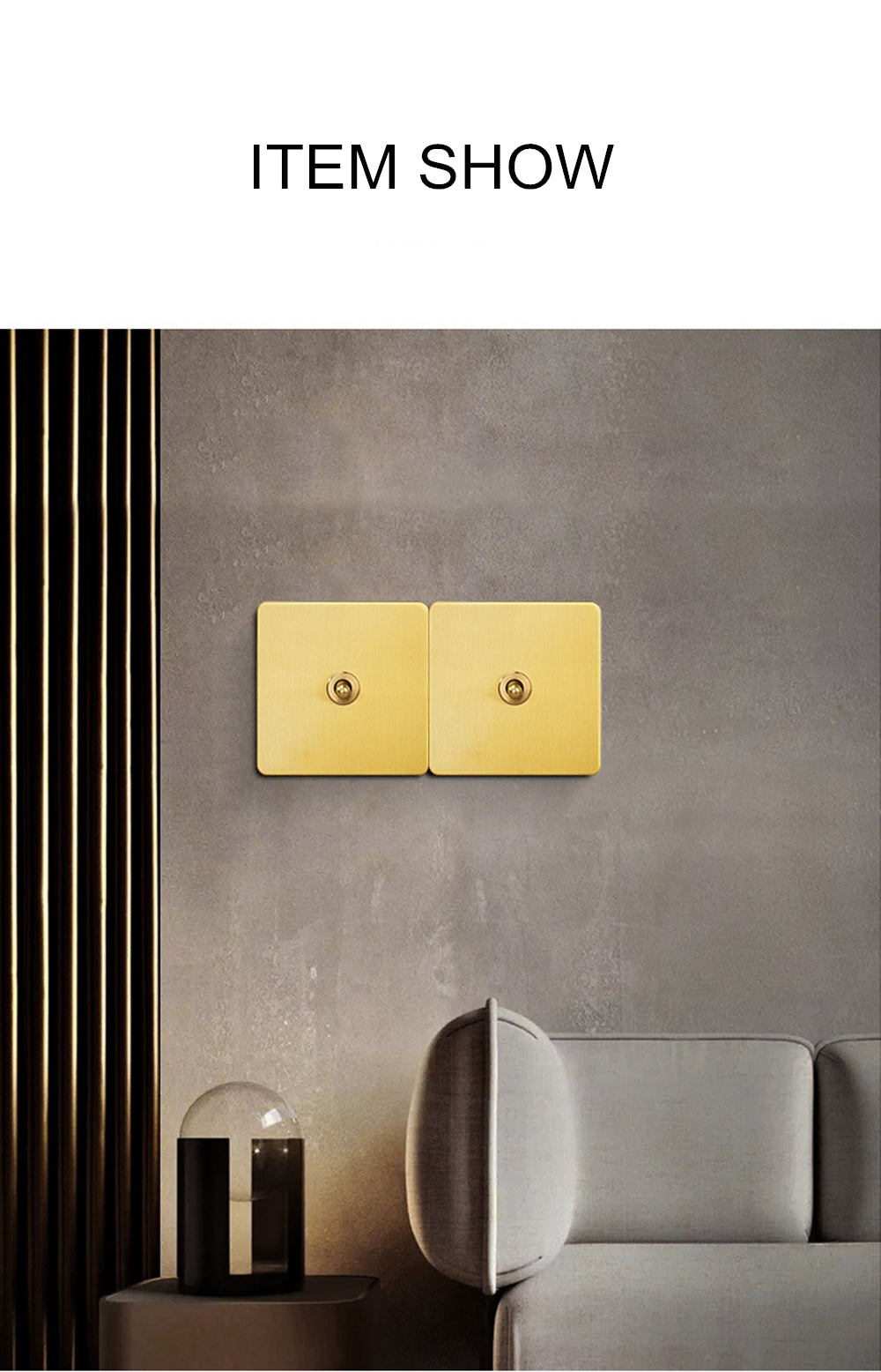 LIWBET Retro style Gold Color 1 gang / 2 gang/ 3 gang / 4 gang  2 way light switch and stainless steel panel toggle lamp switch and wall socket