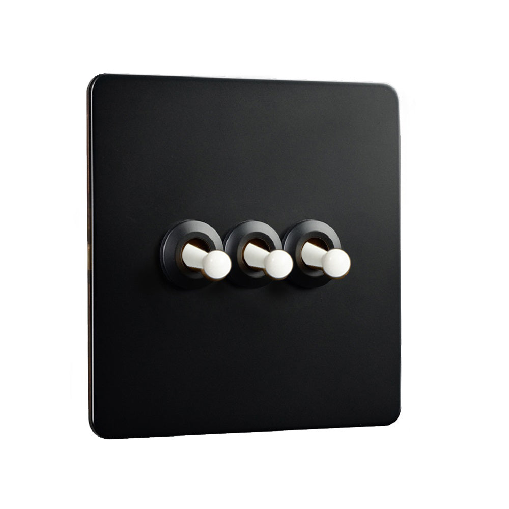 LIWBET Retro style 1 gang / 2 gang/ 3 gang / 4 gang  2 way light switch and stainless steel panel white toggle lamp switch and wall socket