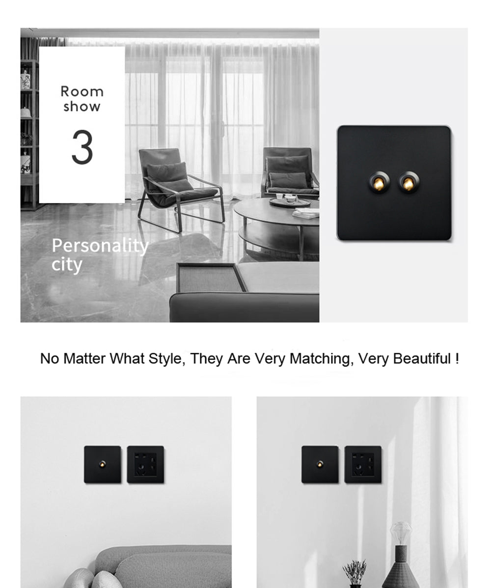 LIWBET Retro style 1 gang / 2 gang/ 3 gang / 4 gang  2 way light switch and stainless steel panel Gold toggle lamp switch and wall socket