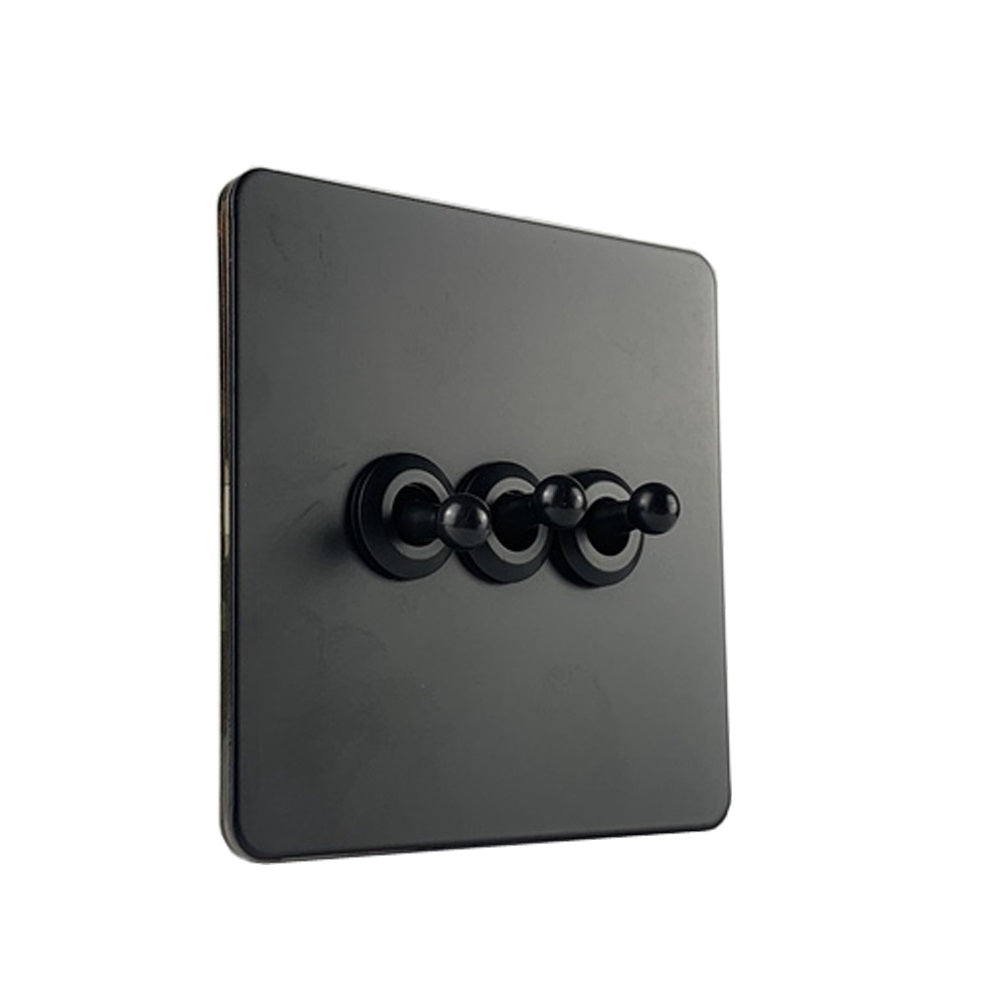 LIWBET Retro style 1 gang / 2 gang/ 3 gang / 4 gang  2 way light switch and stainless steel panel toggle lamp switch and wall socket