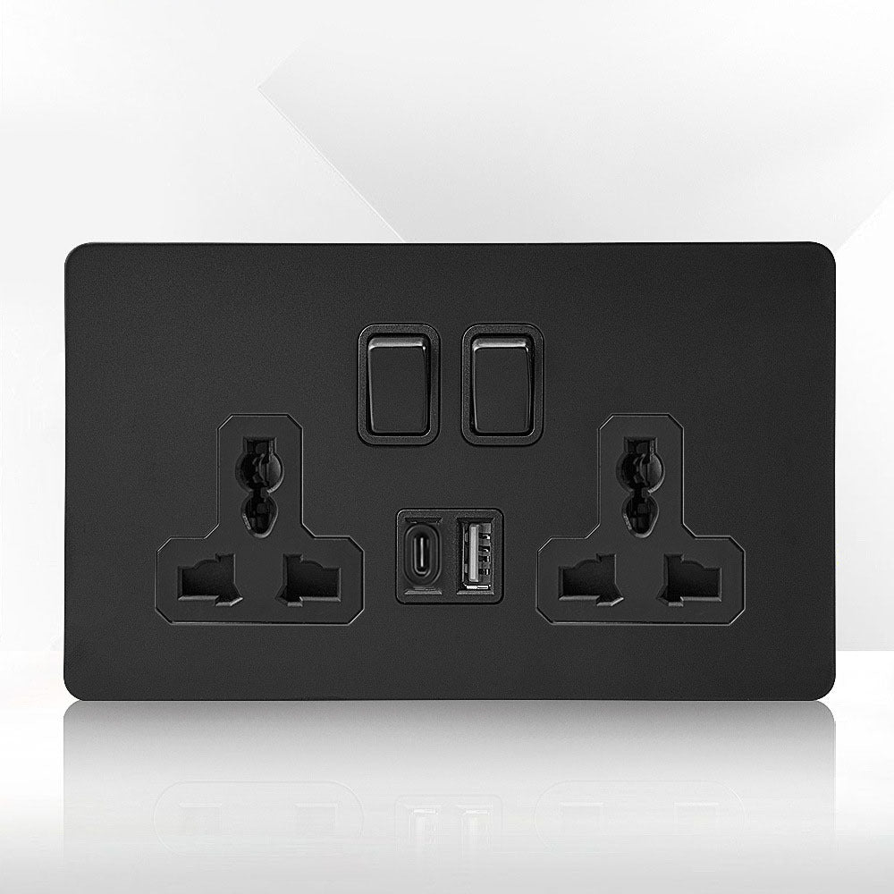 LIWBET Retro style 1 gang / 2 gang/ 3 gang / 4 gang  2 way light switch and stainless steel panel white toggle lamp switch and wall socket