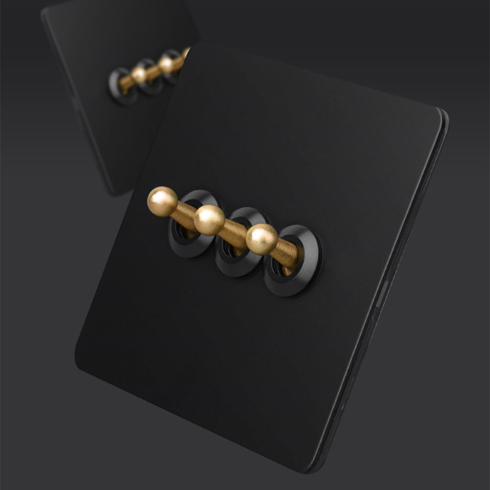 LIWBET Retro style 1 gang / 2 gang/ 3 gang / 4 gang  2 way light switch and stainless steel panel Gold toggle lamp switch and wall socket