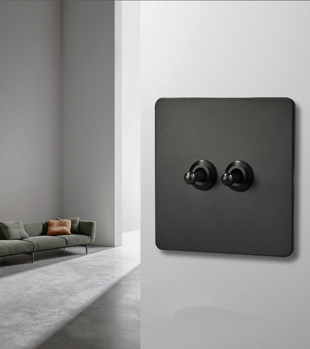 LIWBET Retro style 1 gang / 2 gang/ 3 gang / 4 gang  2 way light switch and stainless steel panel toggle lamp switch and wall socket