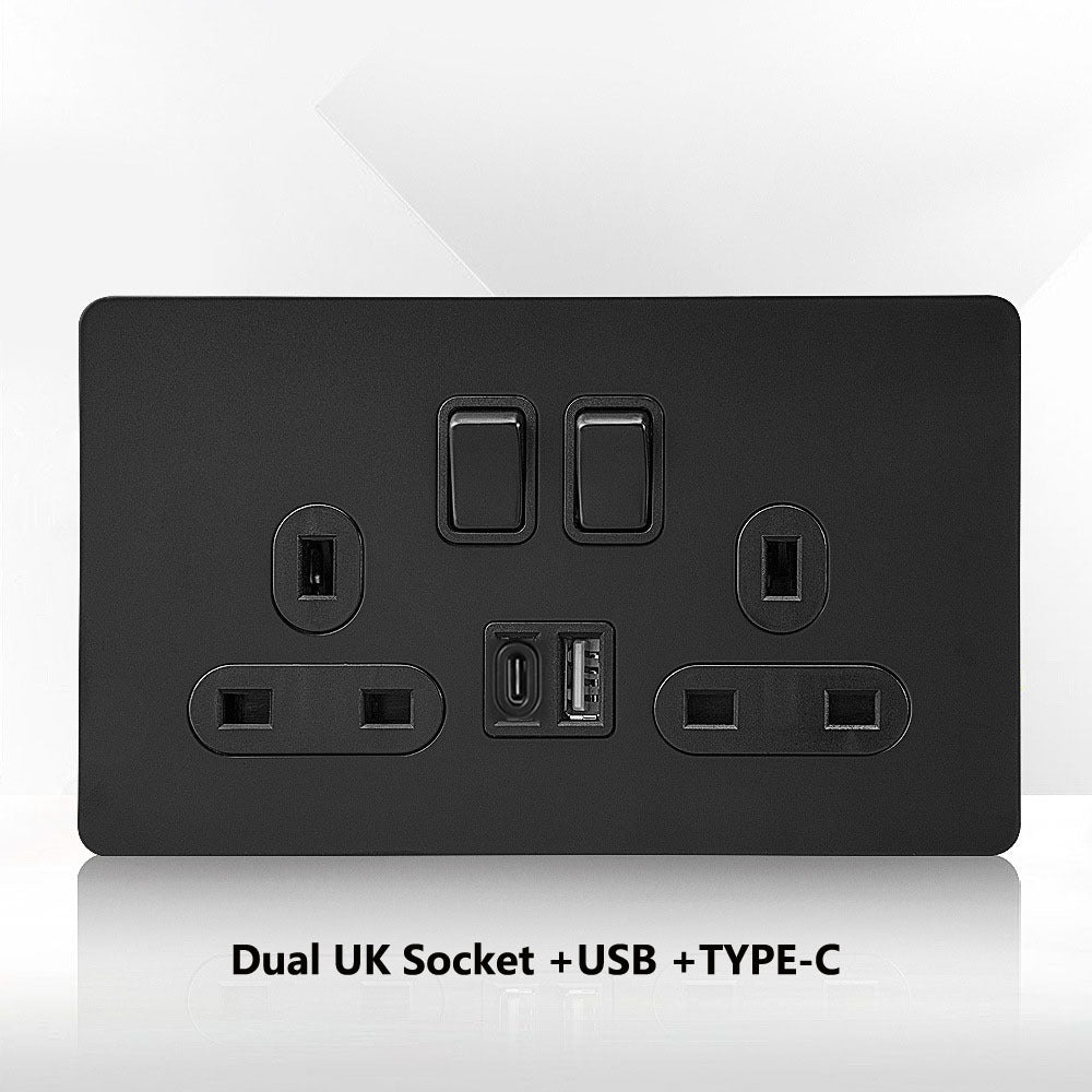 LIWBET Retro style 1 gang / 2 gang/ 3 gang / 4 gang  2 way light switch and stainless steel panel Gold toggle lamp switch and wall socket