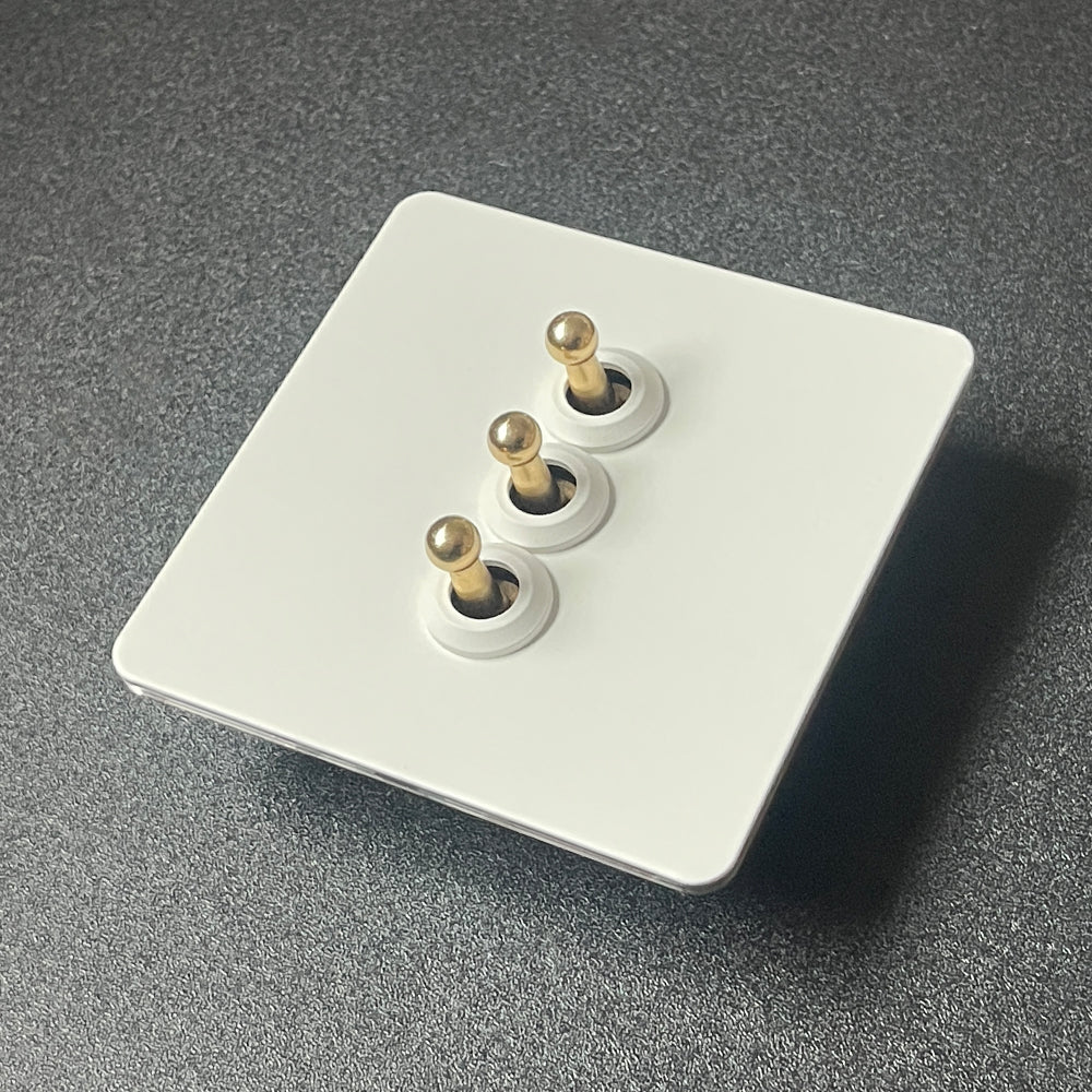 LIWBET Retro style 1 gang / 2 gang/ 3 gang / 4 gang  2 way light switch and white stainless steel panel toggle lamp switch and wall socket