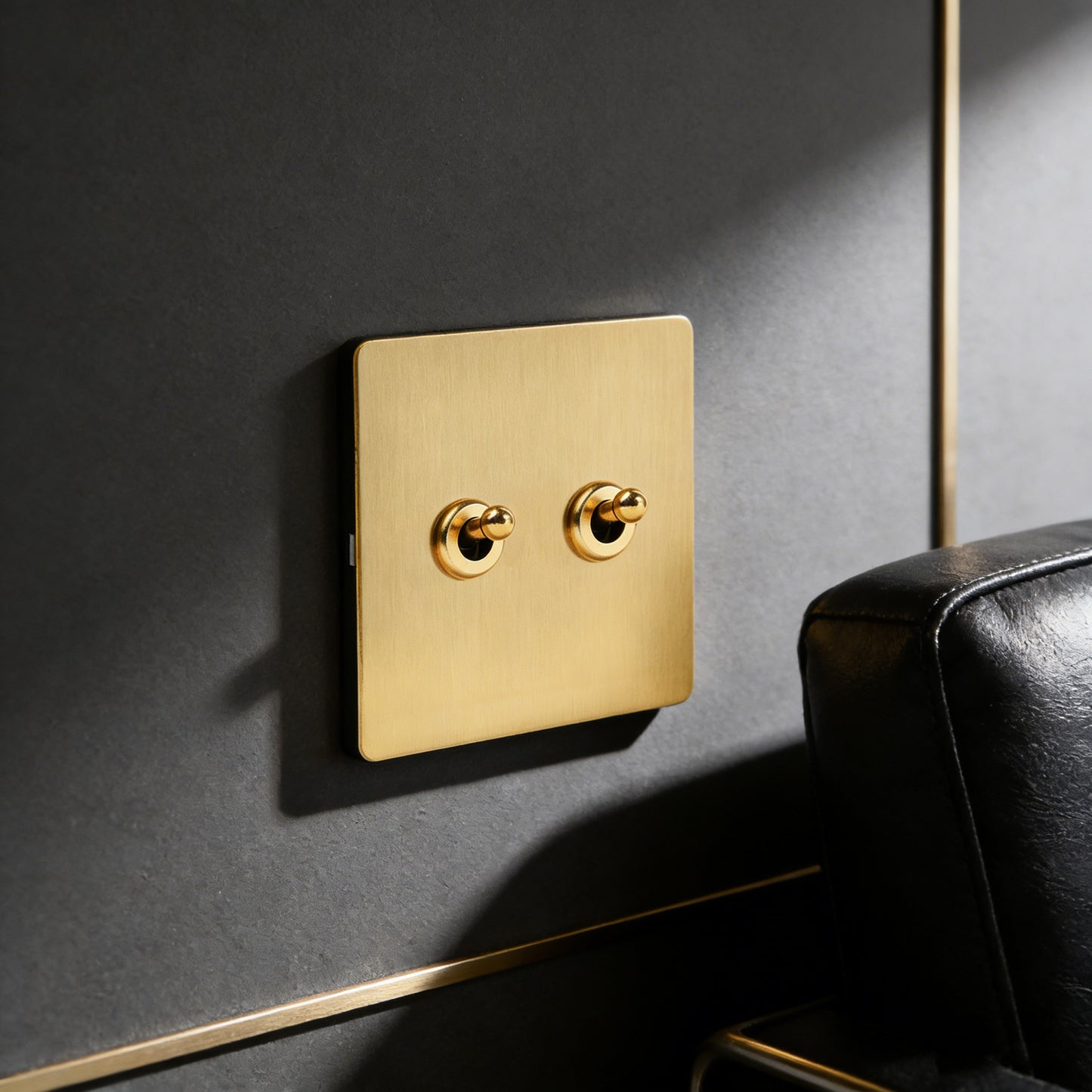 LIWBET Retro style Gold Color 1 gang / 2 gang/ 3 gang / 4 gang  2 way light switch and stainless steel panel toggle lamp switch and wall socket