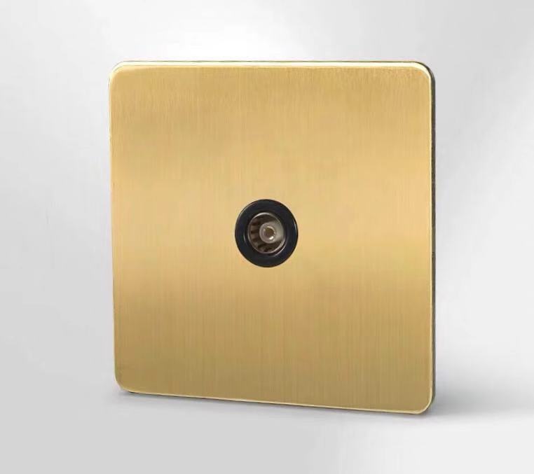 LIWBET Retro style Gold Color 1 gang / 2 gang/ 3 gang / 4 gang  2 way light switch and stainless steel panel toggle lamp switch and wall socket