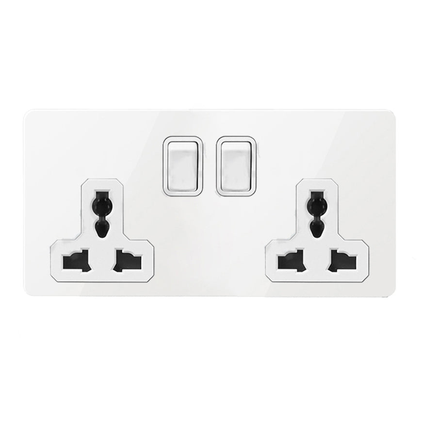 LIWBET Retro style 1 gang / 2 gang/ 3 gang / 4 gang  2 way light switch and white stainless steel panel toggle lamp switch and wall socket